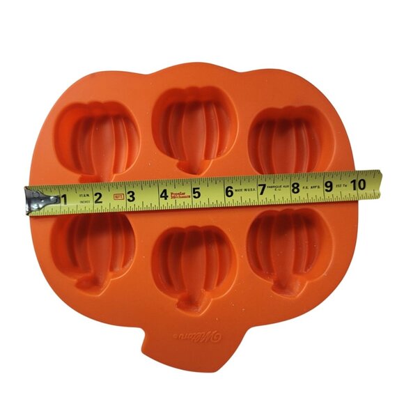 Wilton Silicone Pumpkin Baking Mold Pan Cupcake Jello 6 Cavity Orange 2105-4878 - Picture 5 of 6